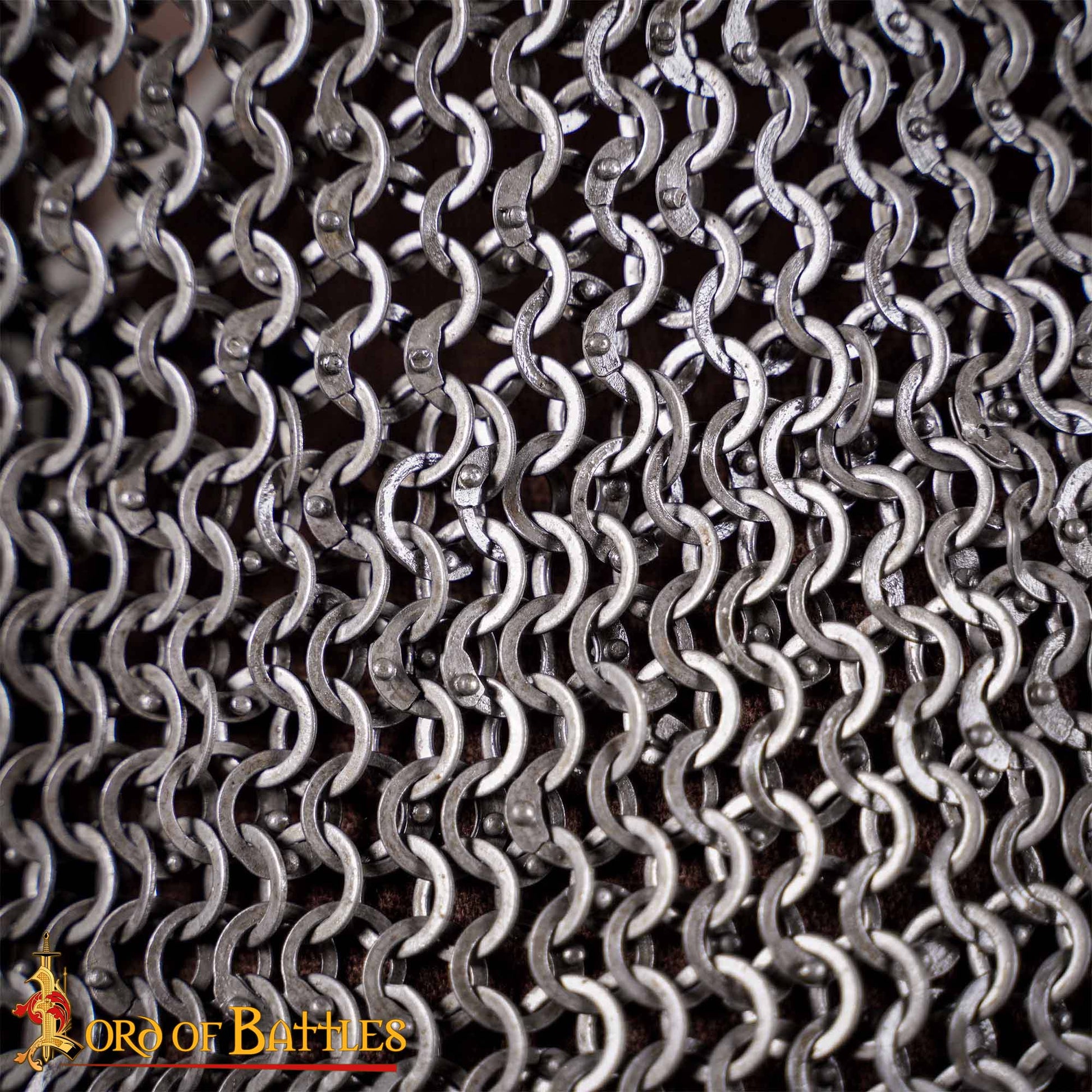 Mallas de Cota de Malla / Chausses - 9mm Remachado Anillos Planos con Alternancia de Anillos Sólidos de Calibre 17 de Acero Suave Acabado Natural Armadura Medieval para Larp y Disfraces - Imagen 15