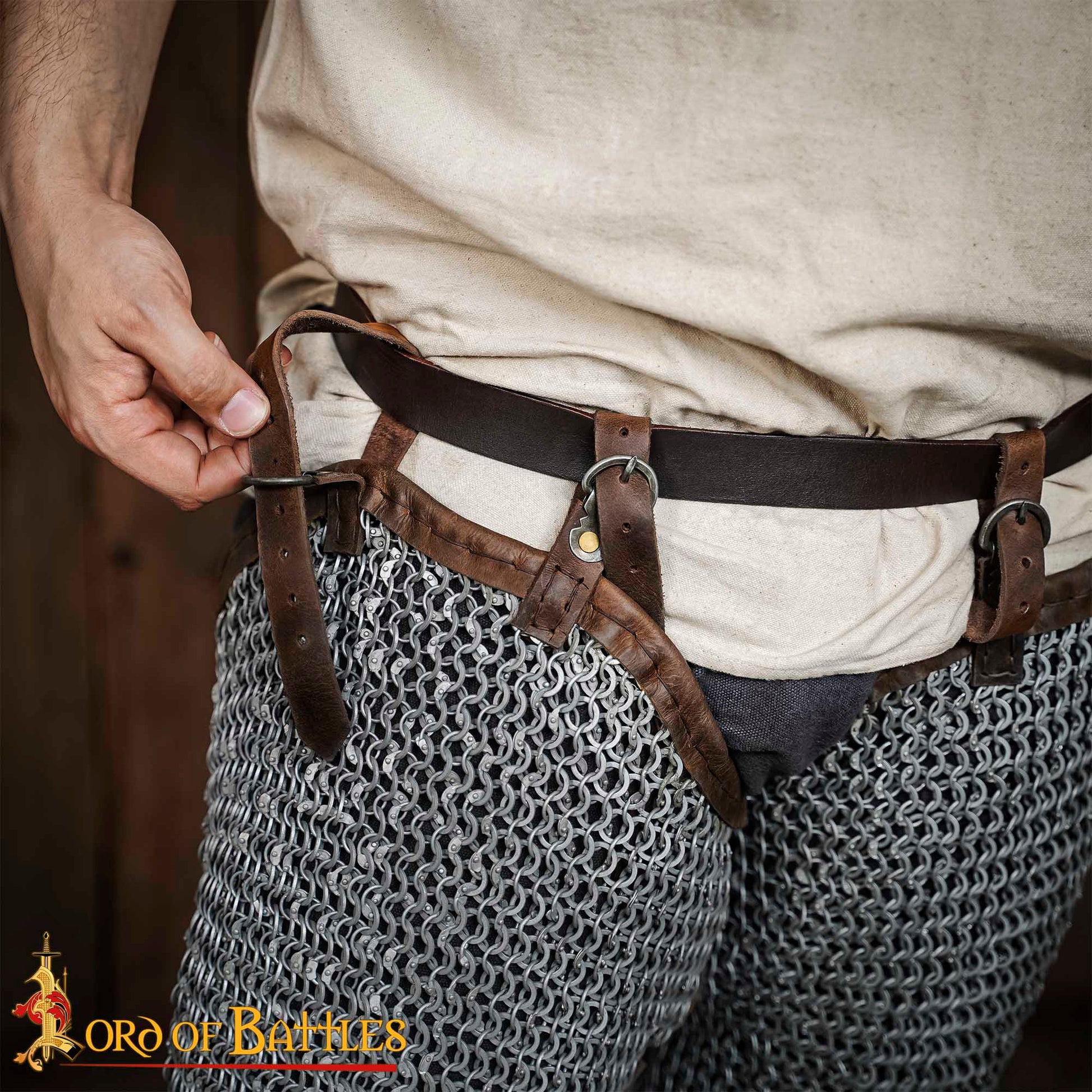 Mallas de Cota de Malla / Chausses - 9mm Remachado Anillos Planos con Alternancia de Anillos Sólidos de Calibre 17 de Acero Suave Acabado Natural Armadura Medieval para Larp y Disfraces - Imagen 6