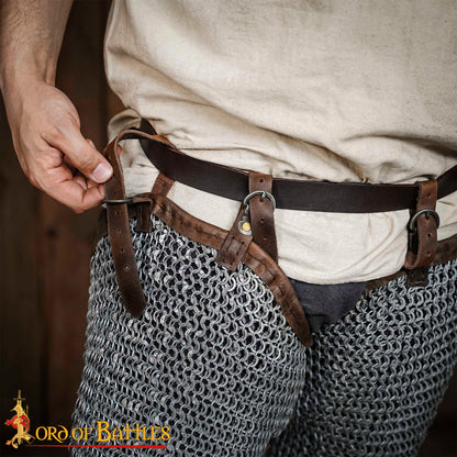 Mallas de Cota de Malla / Chausses - 9mm Remachado Anillos Planos con Alternancia de Anillos Sólidos de Calibre 17 de Acero Suave Acabado Natural Armadura Medieval para Larp y Disfraces - Imagen 6