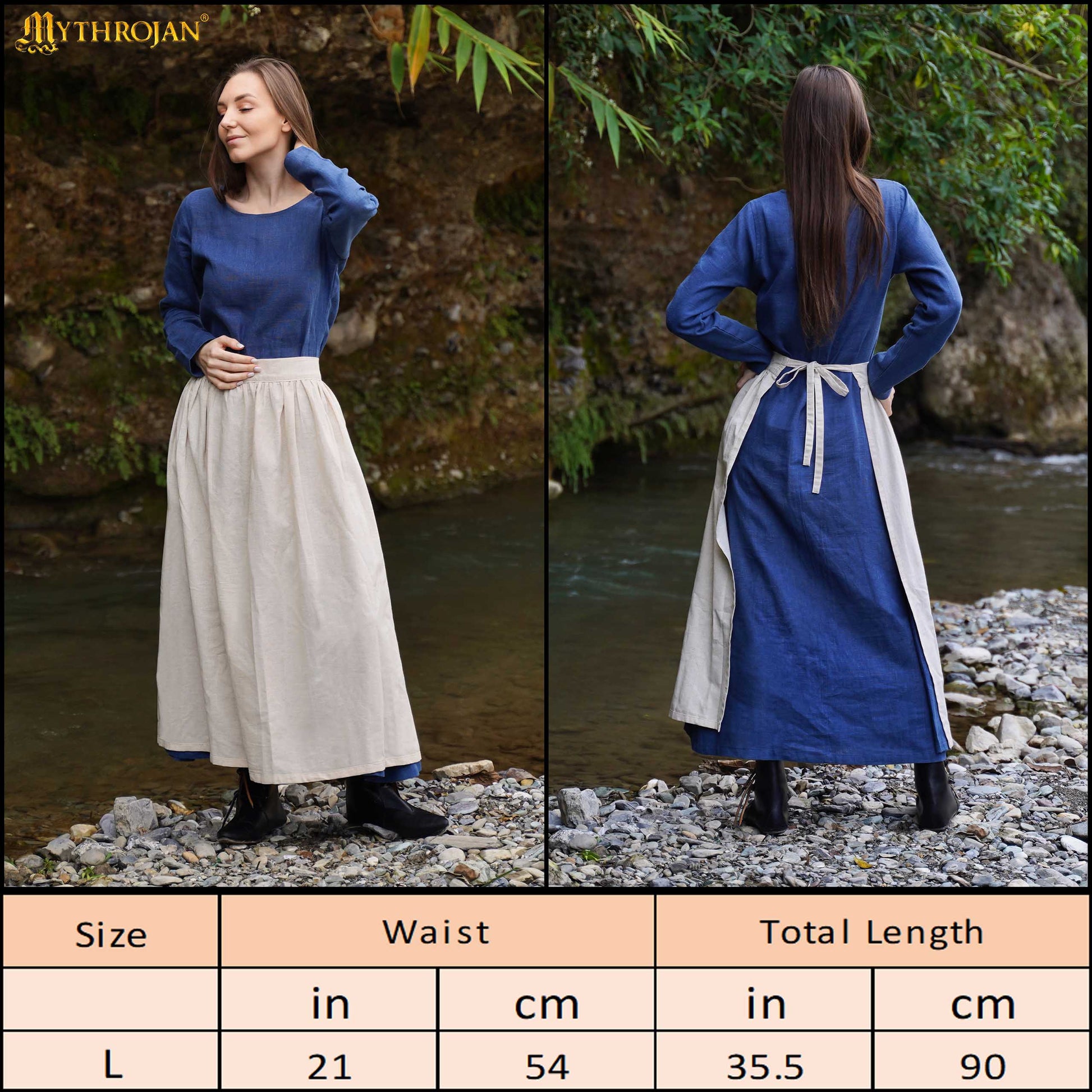 Delantal Medieval "la Hija del Campesino": Auténtica Vestimenta de los Siglos Xiv y Xv para Recreaciones, Larp, Sca E Historia Viviente. Mezcla de Lino y Algodón - Imagen 3