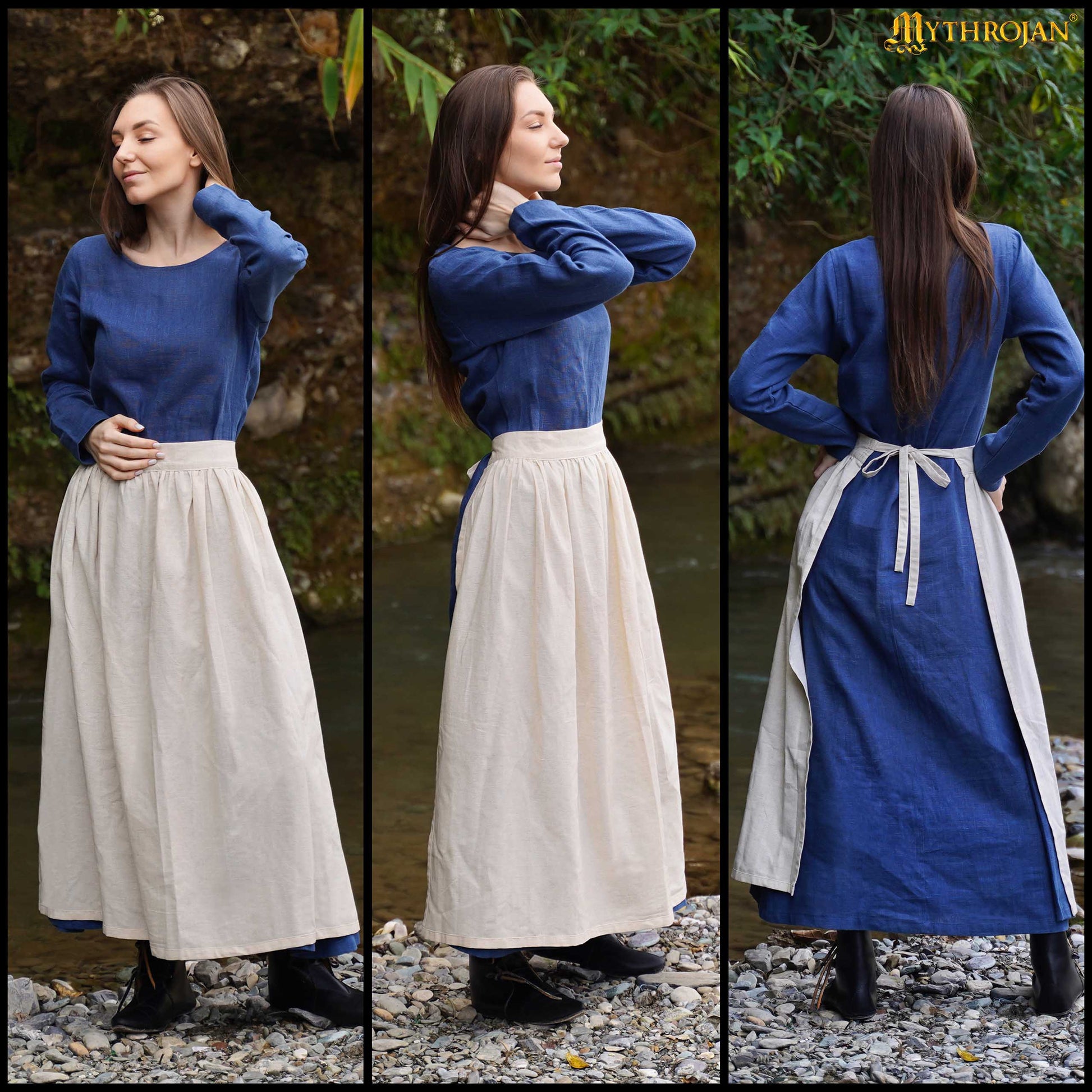 Delantal Medieval "la Hija del Campesino": Auténtica Vestimenta de los Siglos Xiv y Xv para Recreaciones, Larp, Sca E Historia Viviente. Mezcla de Lino y Algodón - Imagen 6