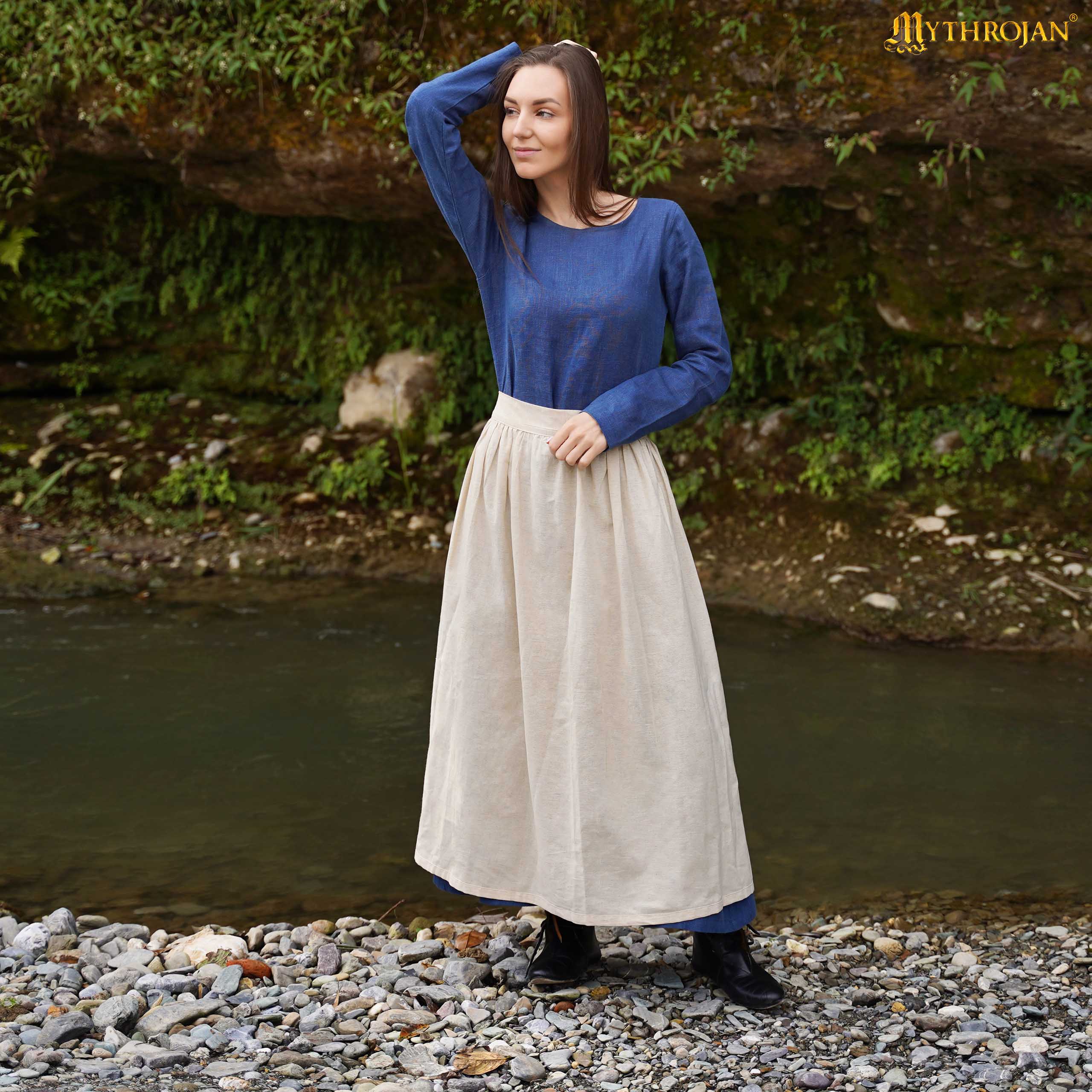 Delantal Medieval "la Hija del Campesino": Auténtica Vestimenta de los Siglos Xiv y Xv para Recreaciones, Larp, Sca E Historia Viviente. Mezcla de Lino y Algodón - Imagen 1