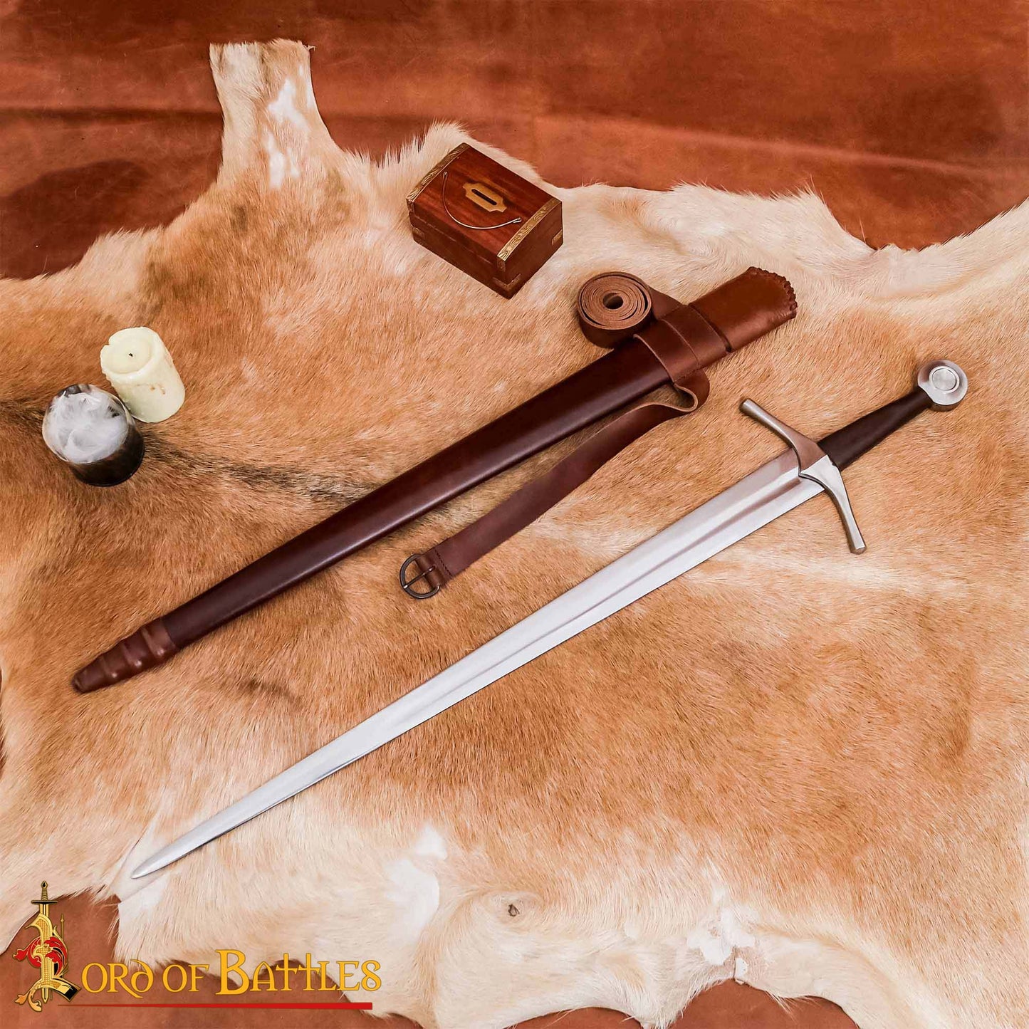Hoja Medieval Tipo Xvi de Tipología Oakeshott Templada con Vaina de Cuero - Imagen 1