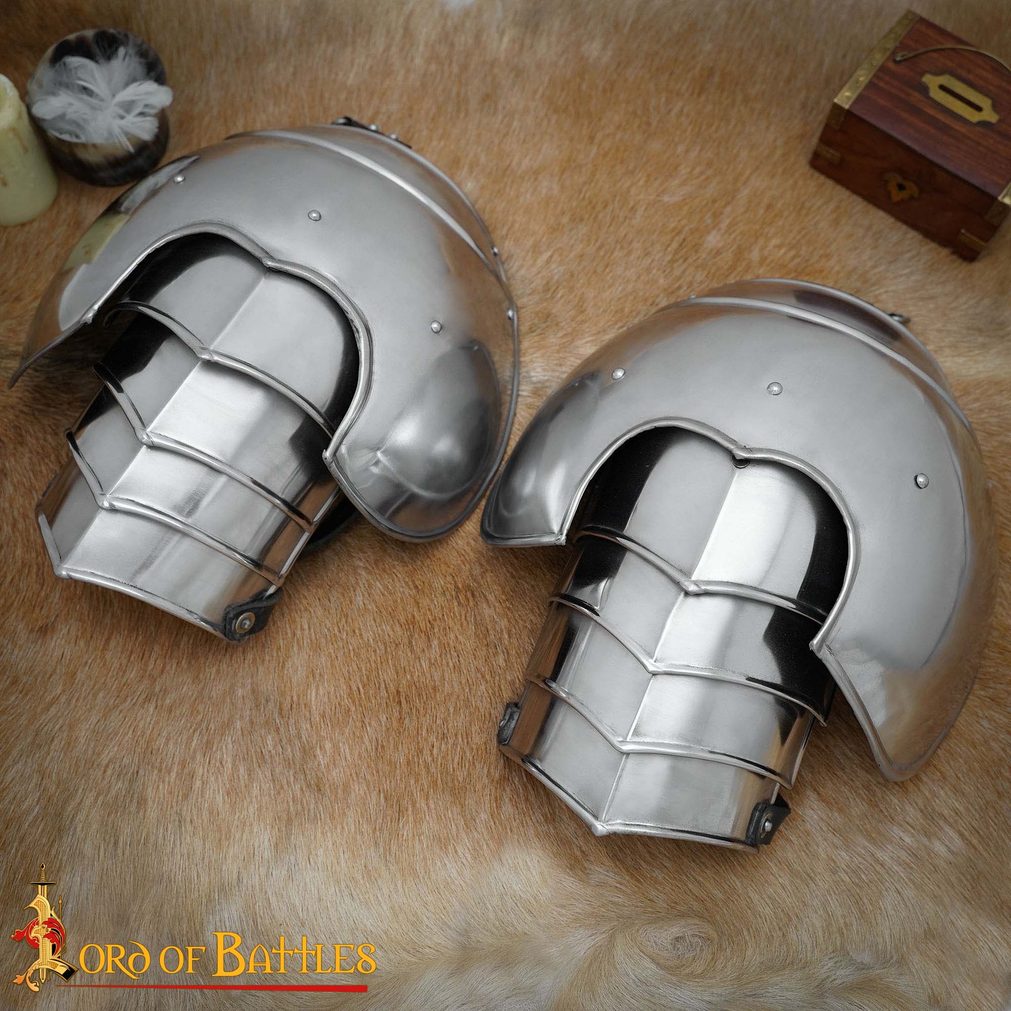 Medieval Articulated Steel Pauldrons - Fantasy Knight Shoulder Protection Armor - Imagen 6