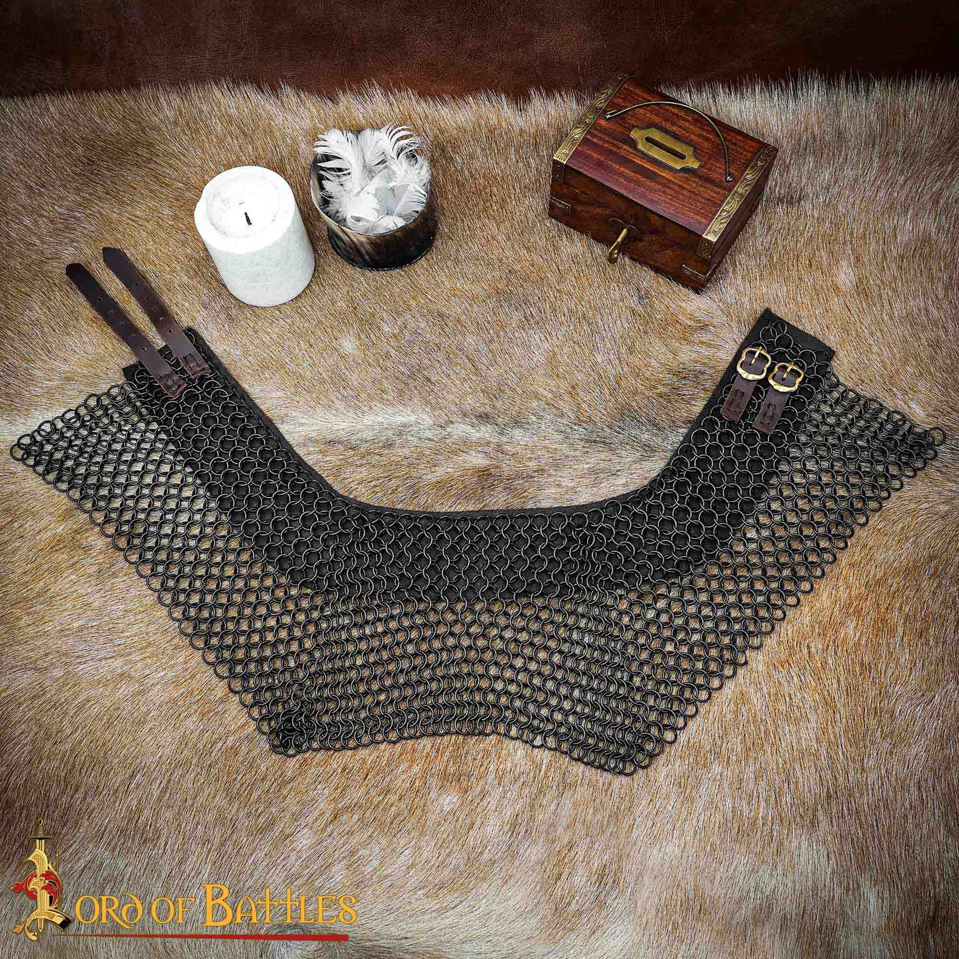 Gorget de Cota de Malla / Estándar - 10mm Butted Round Ring - 16 Gauge, Mild Steel - Ideal For Stage Combat & Reenactments - Imagen 5