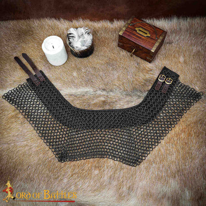 Gorget de Cota de Malla / Estándar - 10mm Butted Round Ring - 16 Gauge, Mild Steel - Ideal For Stage Combat & Reenactments - Imagen 5
