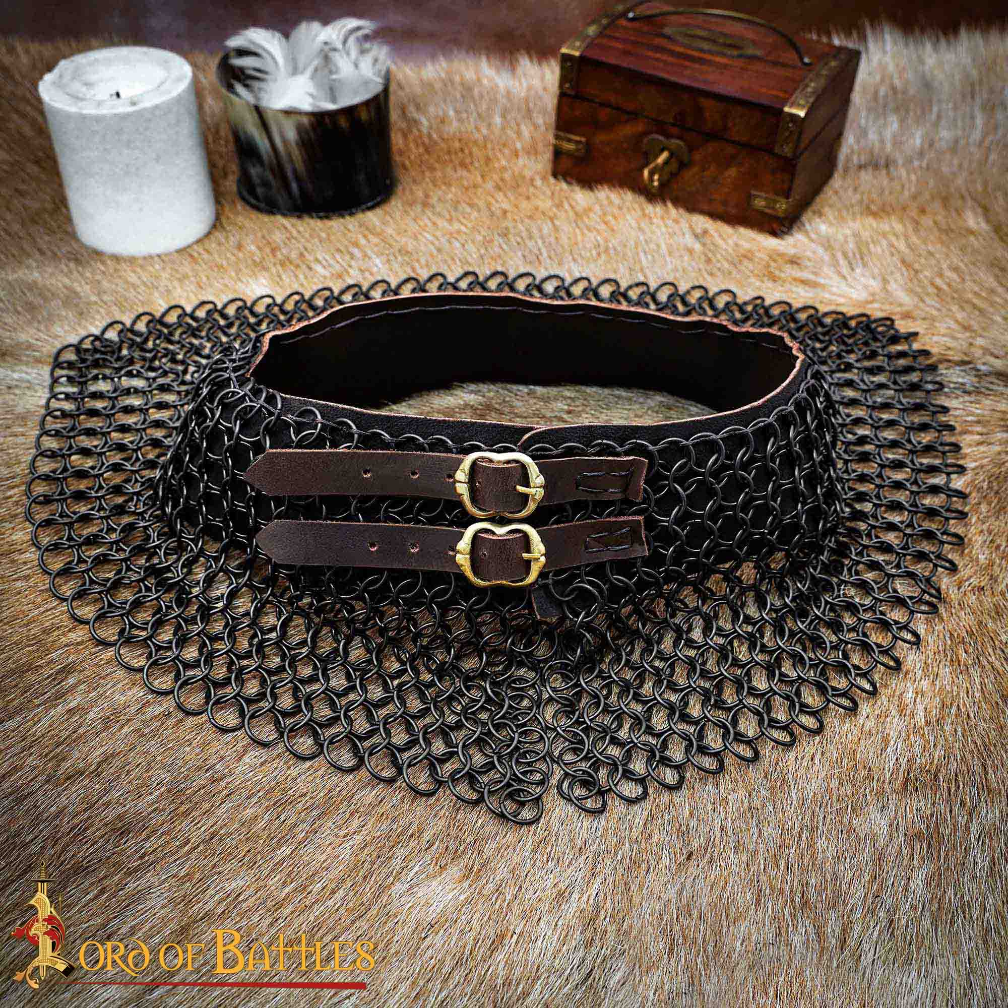 Gorget de Cota de Malla / Estándar - 10mm Butted Round Ring - 16 Gauge, Mild Steel - Ideal For Stage Combat & Reenactments - Imagen 1