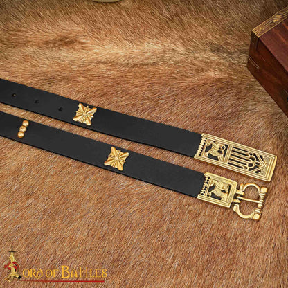 Monturas Medievales de Latón Macizo Puro, Herrajes Decorativos para Uso en Cuero| Juego de 5, 2cm - Imagen 2