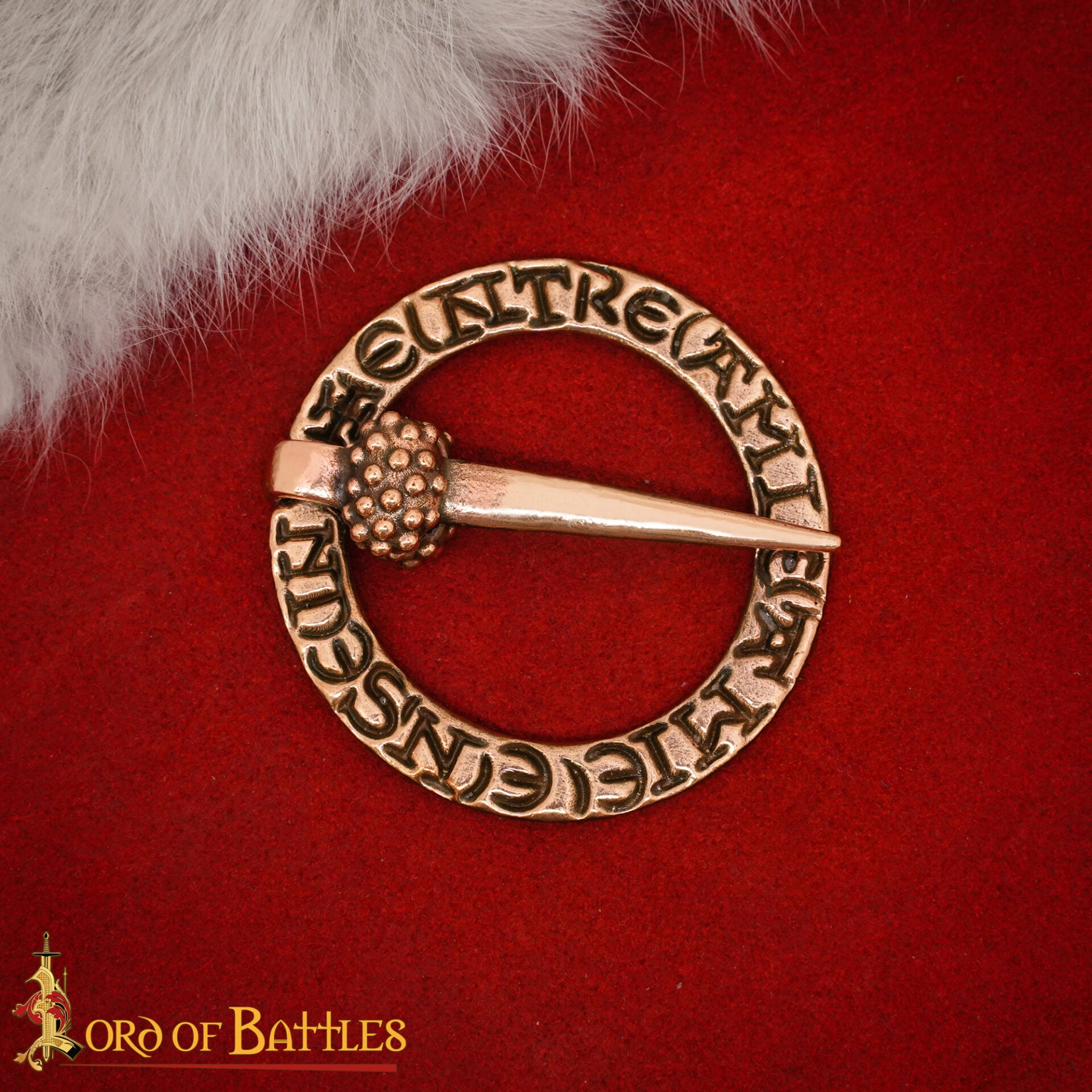 Broche Medieval de Bronce con Anillo Fundido a la Cera Perdida Diseño Inscrito - Imagen 4