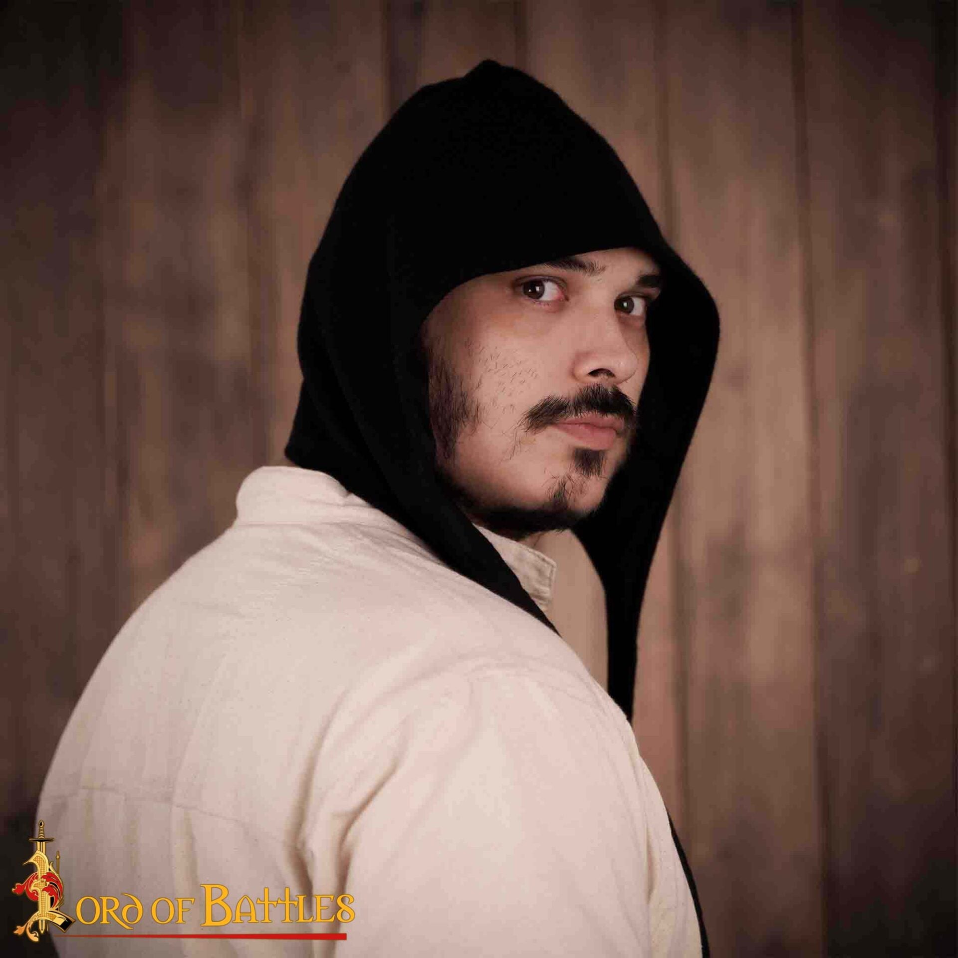 Capucha Medieval de Lana con Cordones para Atar - Gorro con Forro Cálido - Imagen 8