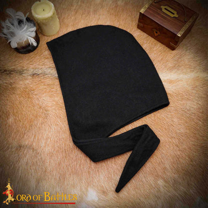 Capucha Medieval de Lana con Cordones para Atar - Gorro con Forro Cálido - Imagen 1