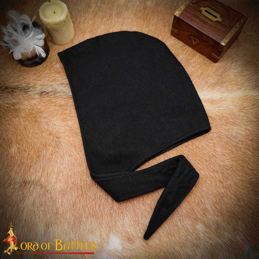 Capucha Medieval de Lana con Cordones para Atar - Gorro con Forro Cálido - Imagen 1