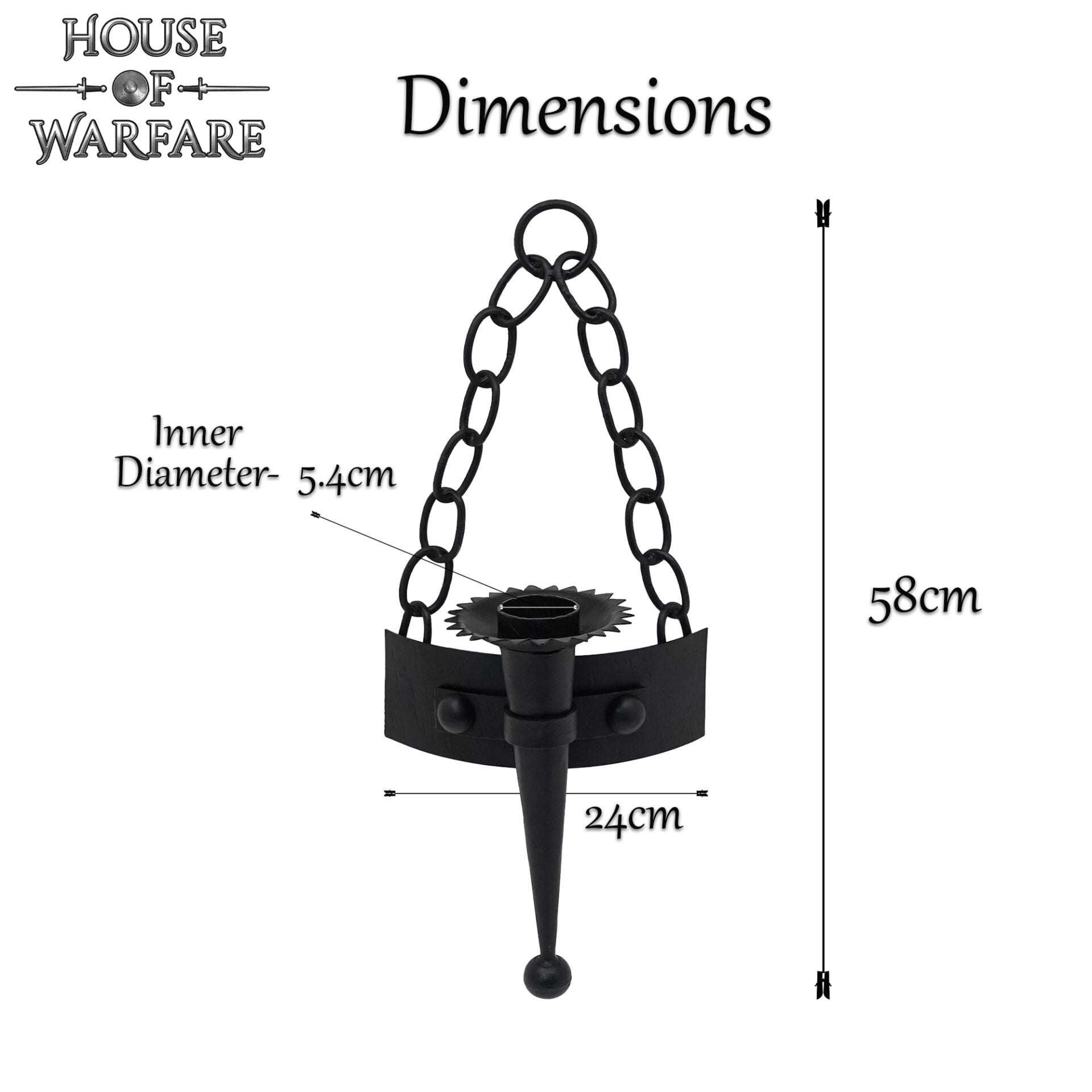 Candelabro Medieval con Cadena de Hierro Forjado a Mano - Imagen 3