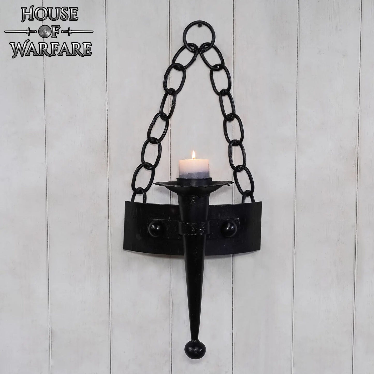 Candelabro Medieval con Cadena de Hierro Forjado a Mano - Imagen 5