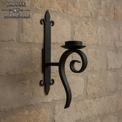 Candelero Medieval de Hierro Forjado a Mano con Flor de Lis - Imagen 2