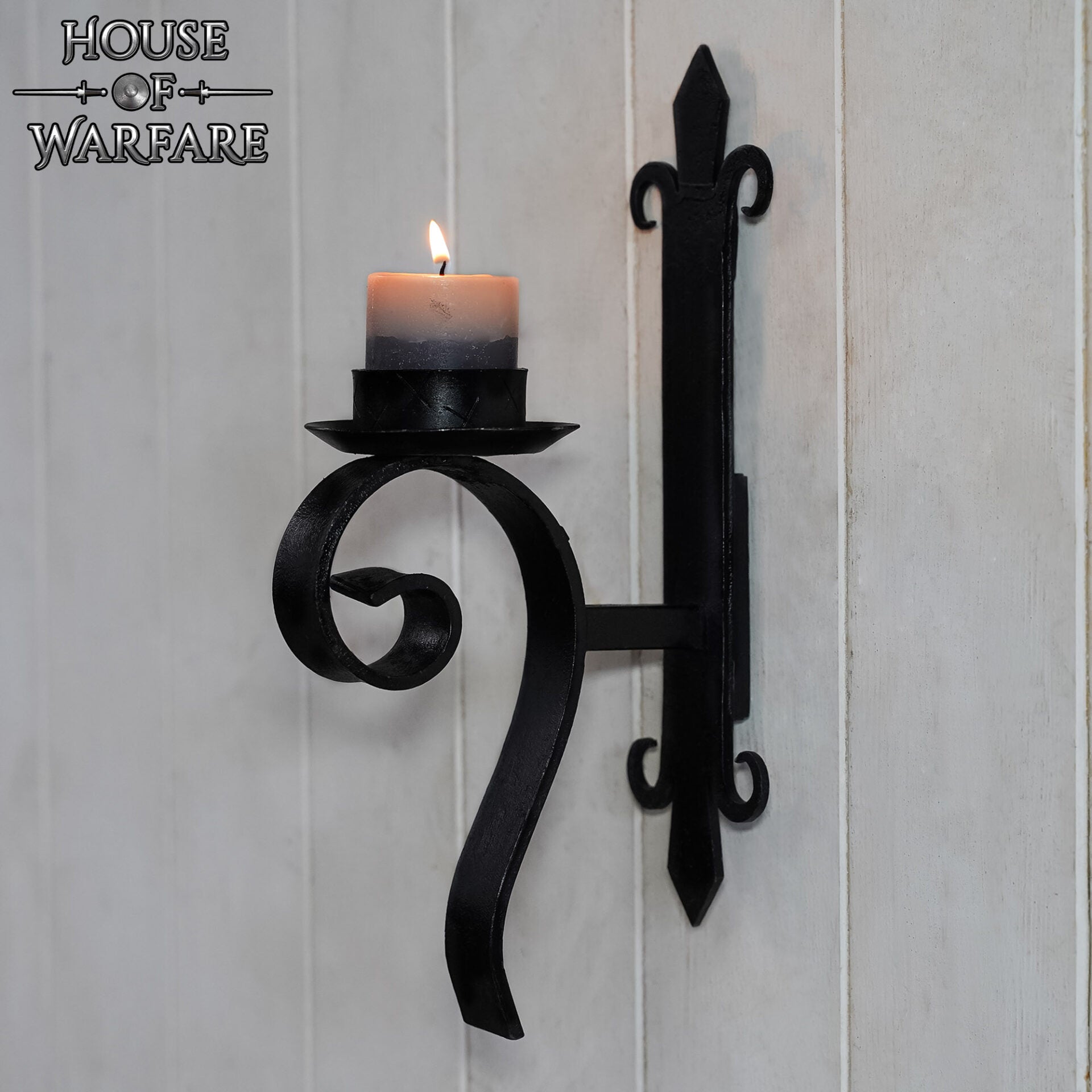 Candelero Medieval de Hierro Forjado a Mano con Flor de Lis - Imagen 7