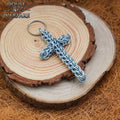 Llavero Rústico con Cruz de Cota de Malla - Anillo Conificado de 10 Mm - Acero Dulce de Calibre 16 - Ideal para Larp, Cosplay y Reenactments - Imagen 1