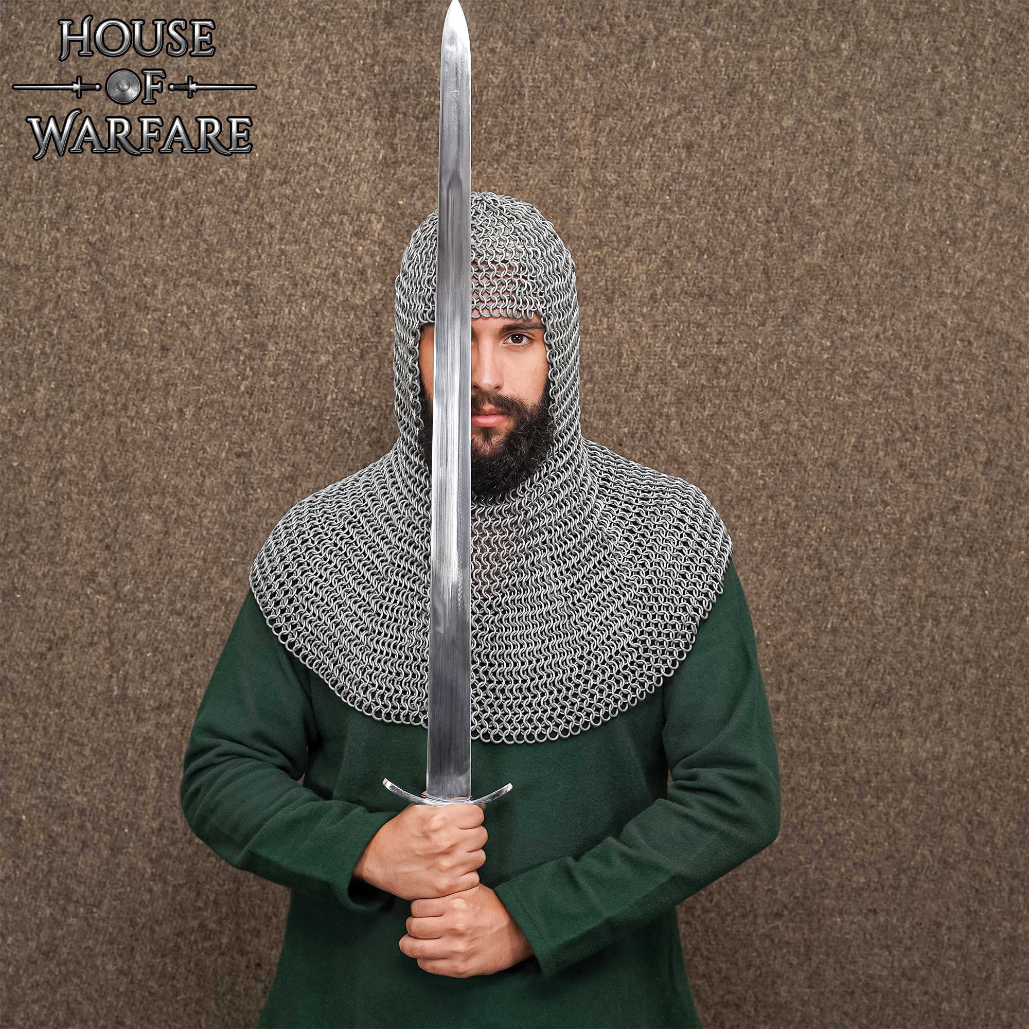 Cofia Medieval de Cota de Malla de Aluminio de 10 Mm con Anillas de Caucho, Galga 14 - Imagen 4