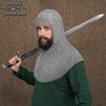 Cofia Medieval de Cota de Malla de Aluminio de 10 Mm con Anillas de Caucho, Galga 14 - Imagen 1