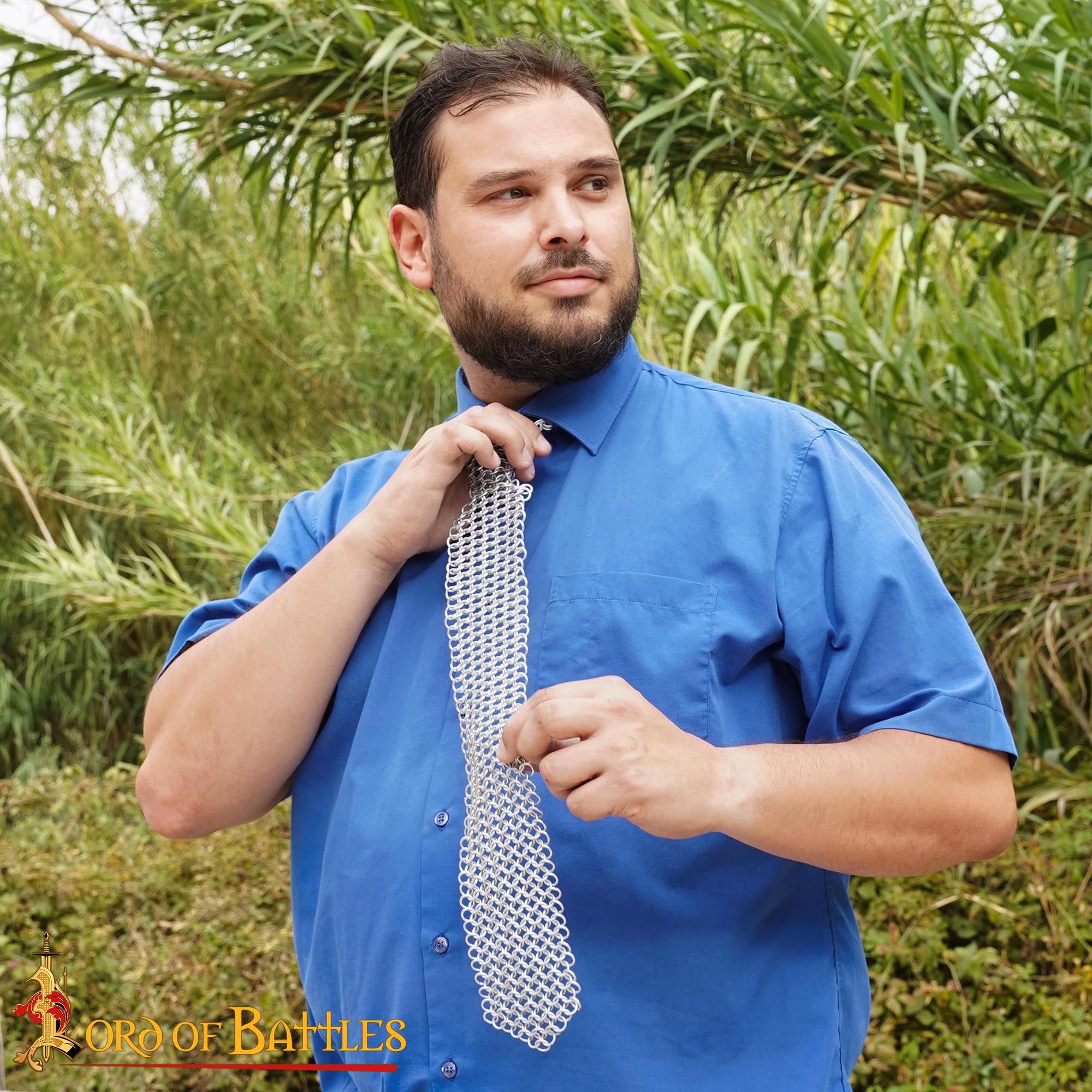 Corbata de Cota de Malla - Aluminio de 8mm 16 Gauge - Corbata Vikinga Hecha a Mano para Larp, Cosplay, Renacimiento, Steampunk Gótico, Regalos para Hombres y Guerreros - Imagen 2