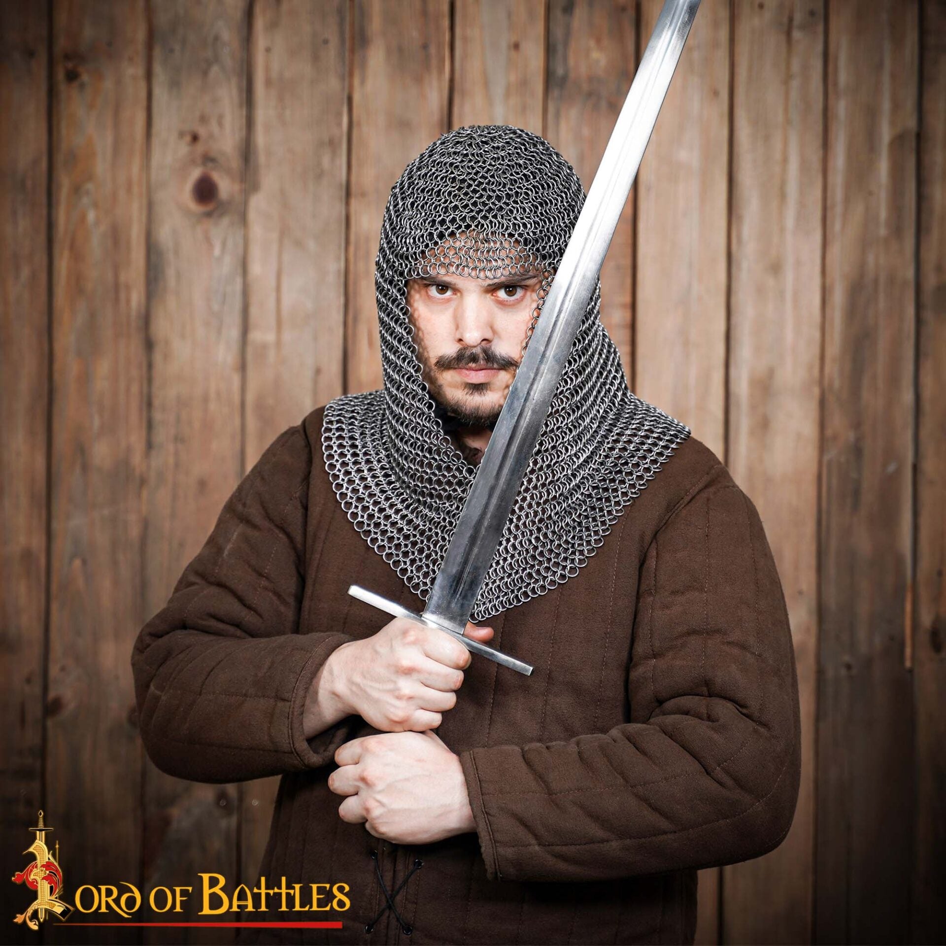 Cofia Medieval de Cota de Malla - Abertura en V - Acero para Muelles de Calibre 16 - Anillas de 9 Mm Conificado - Imagen 2