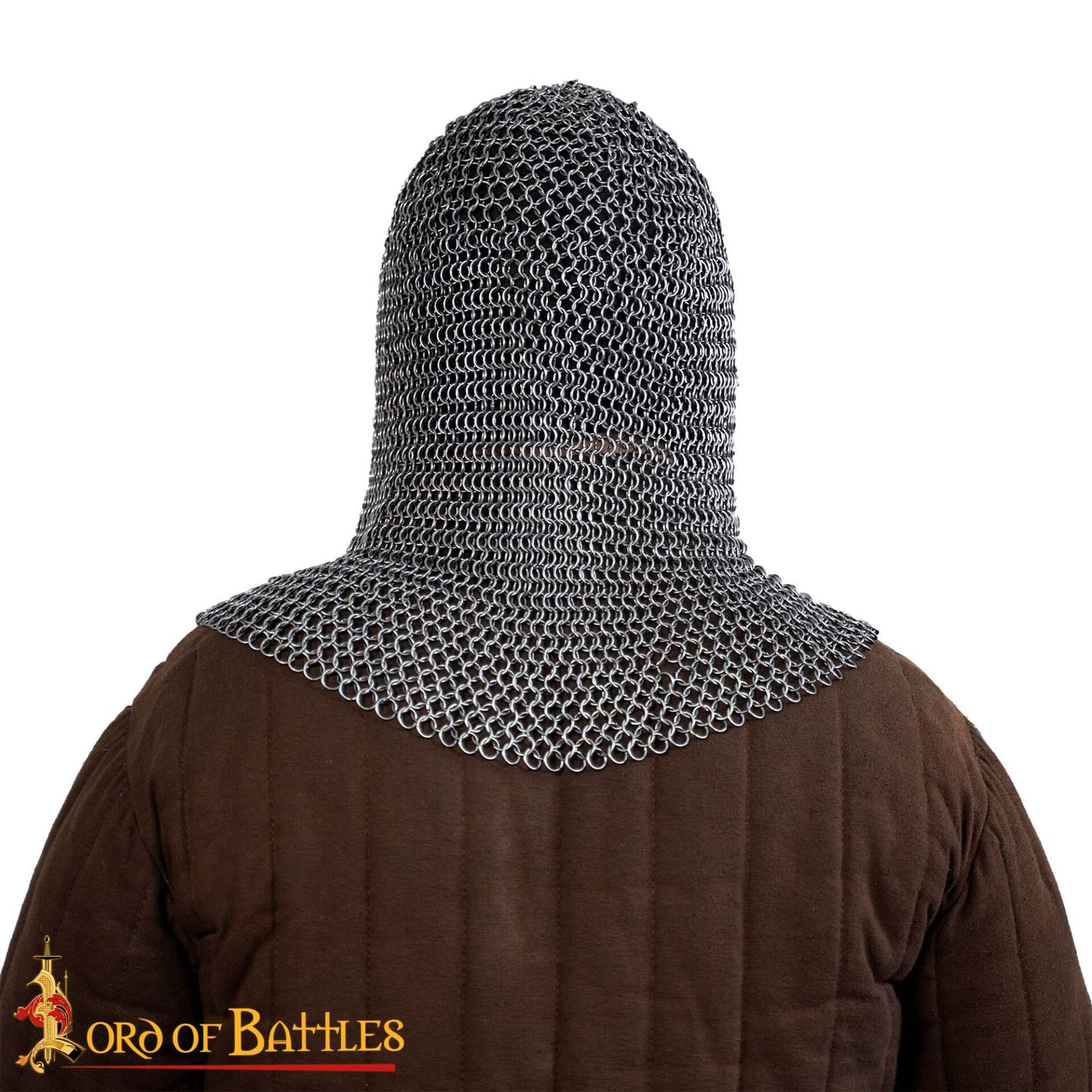 Cofia Medieval de Cota de Malla - Abertura en V - Acero para Muelles de Calibre 16 - Anillas de 9 Mm Conificado - Imagen 5