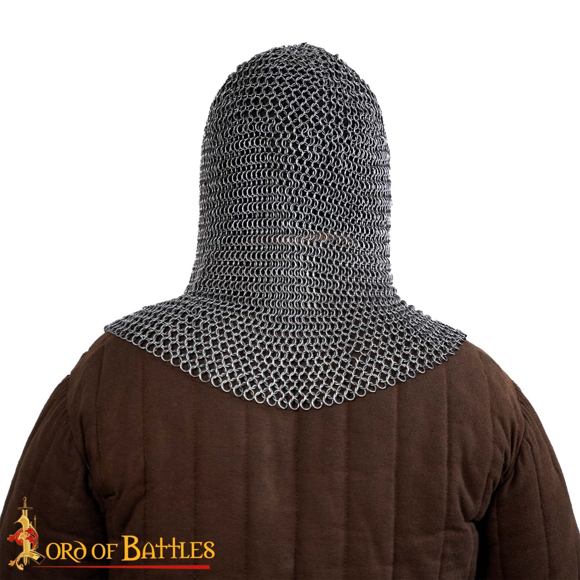 Cofia Medieval de Cota de Malla - Abertura en V - Acero para Muelles de Calibre 16 - Anillas de 9 Mm Conificado - Imagen 5