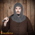Cofia Medieval de Cota de Malla - Abertura en V - Acero para Muelles de Calibre 16 - Anillas de 9 Mm Conificado - Imagen 1