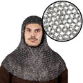 Cofia de Cota de Malla 10 Mm Anillas Redondas Remachadas de Acero Dulce de Calibre 16- Larp, Disfraces, Películas - Imagen 1
