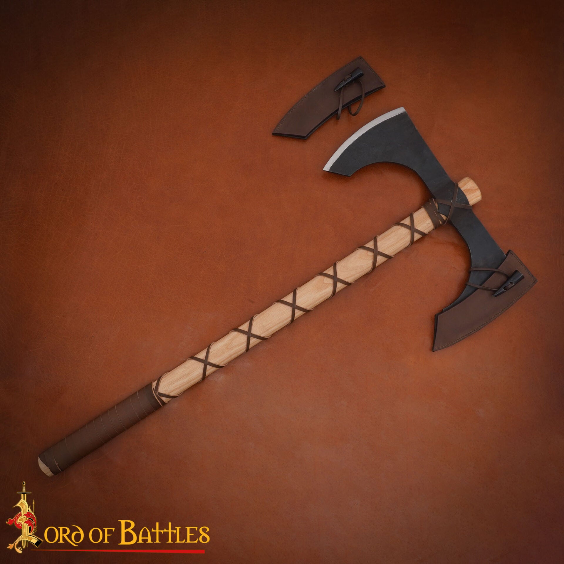 Hacha de Doble Hoja con Mango de Madera de Fresno - Medieval - Imagen 1