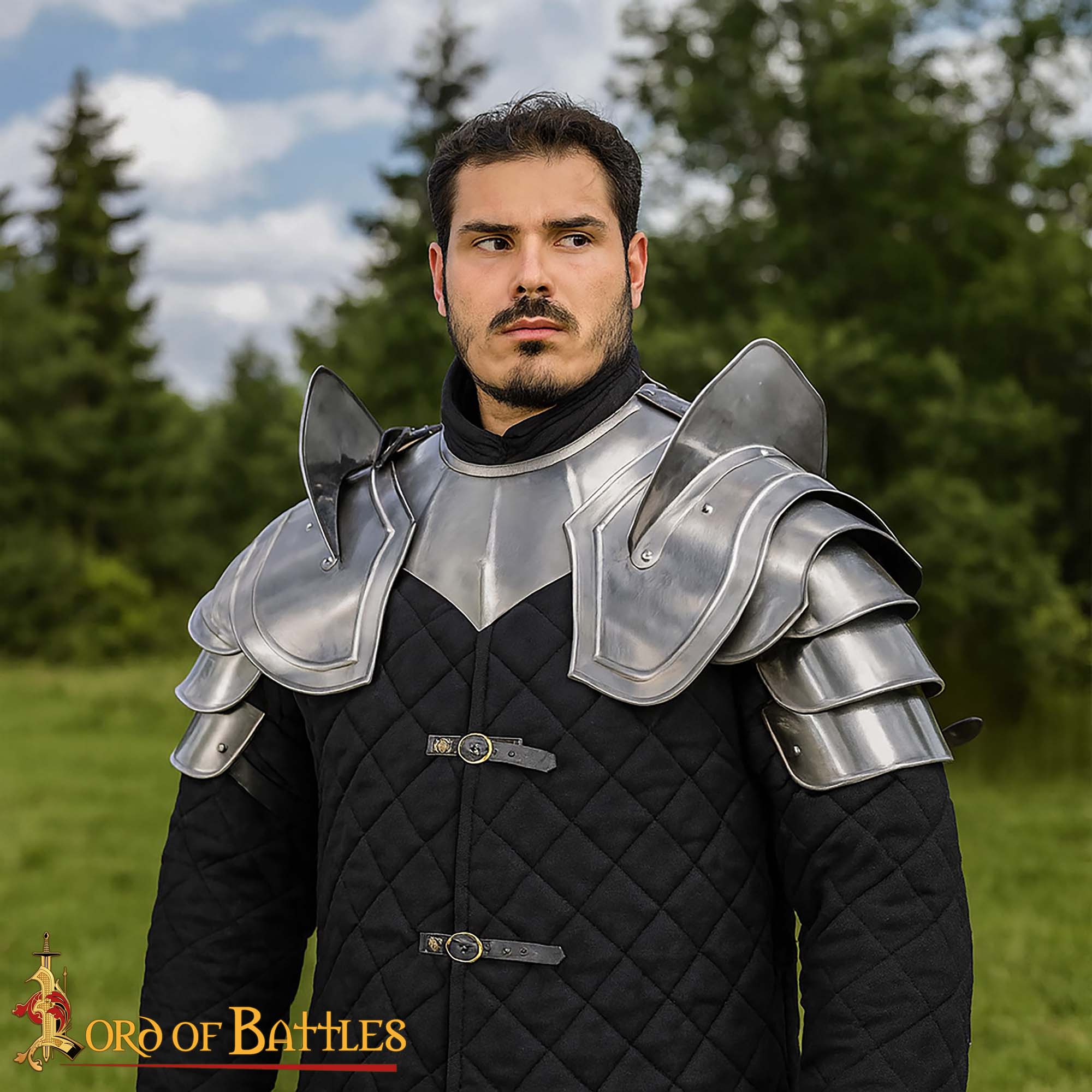 Medieval Steel Pauldrons - Armadura de Hombro de Caballero con Crestas - Imagen 6