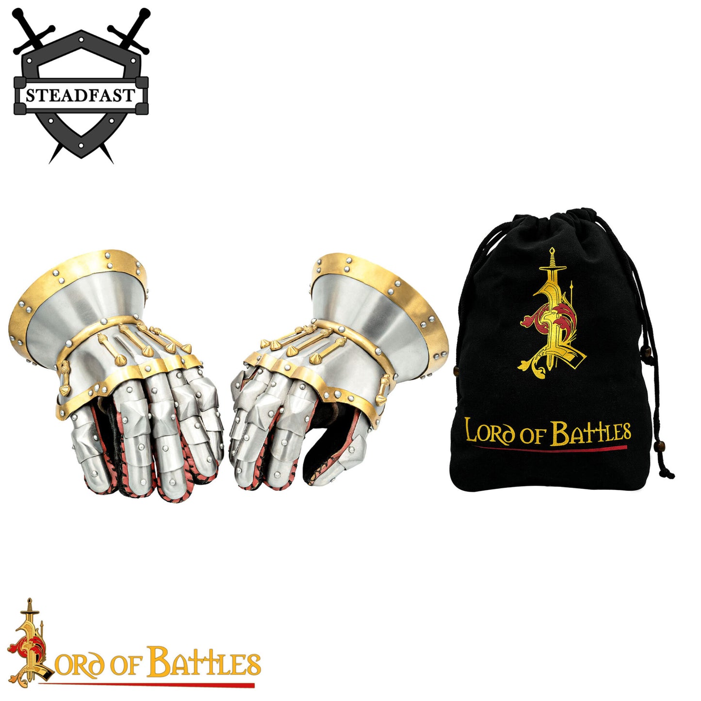 Guanteletes de Reloj de Arena del Siglo Xv - Acero Pulido de Calibre 16 con Guantes de Cuero Integrados y Detalles de Latón - Imagen 4