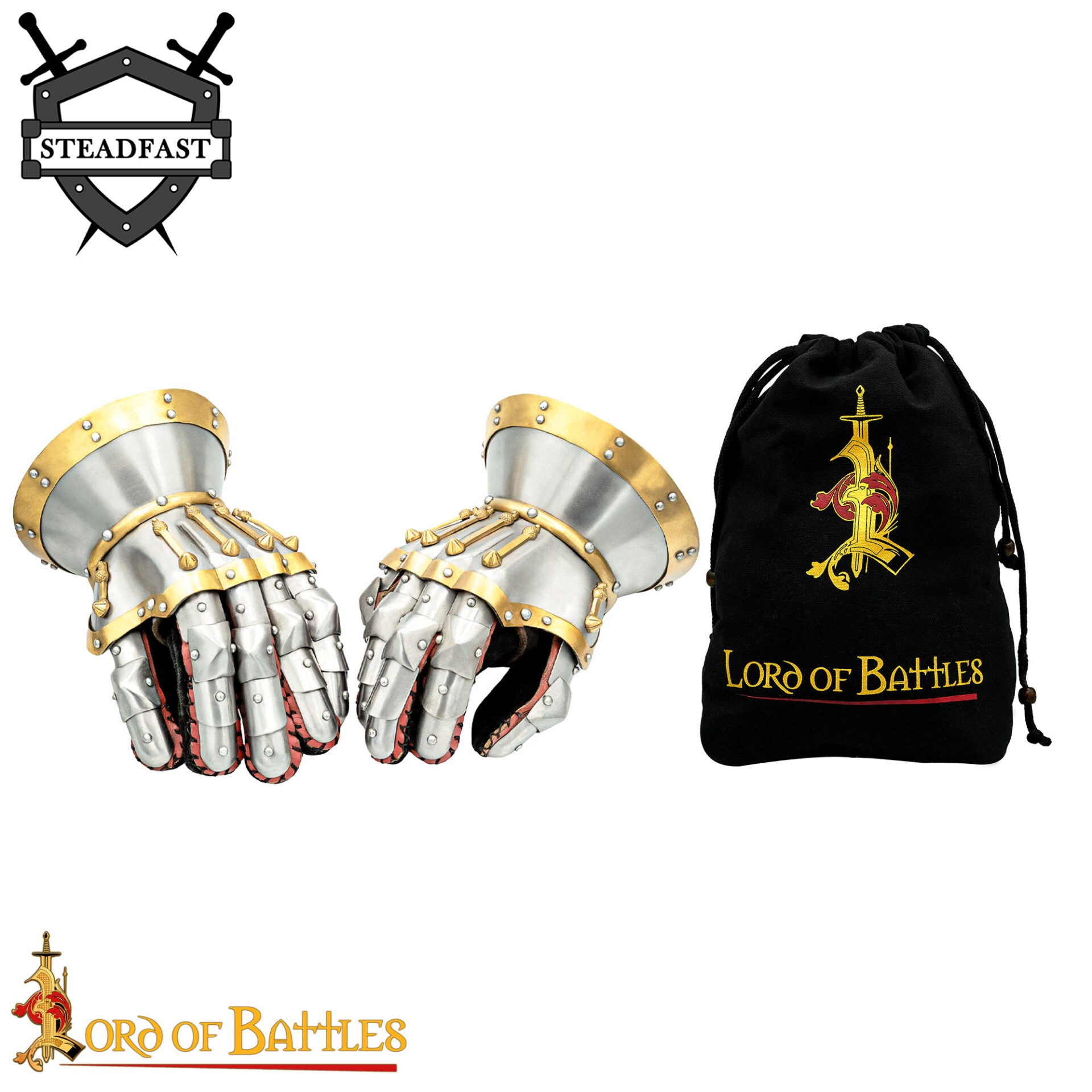 Guanteletes de Reloj de Arena del Siglo Xv - Acero Pulido de Calibre 16 con Guantes de Cuero Integrados y Detalles de Latón - Imagen 4