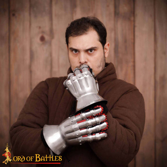 Guanteletes Medievales de Reloj de Arena del Siglo Xiv - Guantes de Caballero Articulados de Acero de Calibre 16 - Auténtica Armadura Gótica de Protección para las Manos - Imagen 2