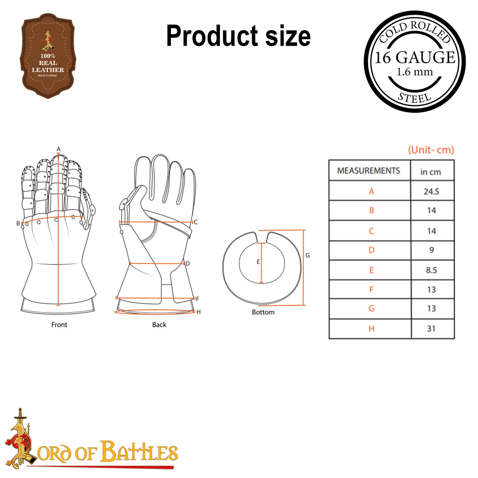 Guanteletes Medievales de Reloj de Arena del Siglo Xiv - Guantes de Caballero Articulados de Acero de Calibre 16 - Auténtica Armadura Gótica de Protección para las Manos - Imagen 3