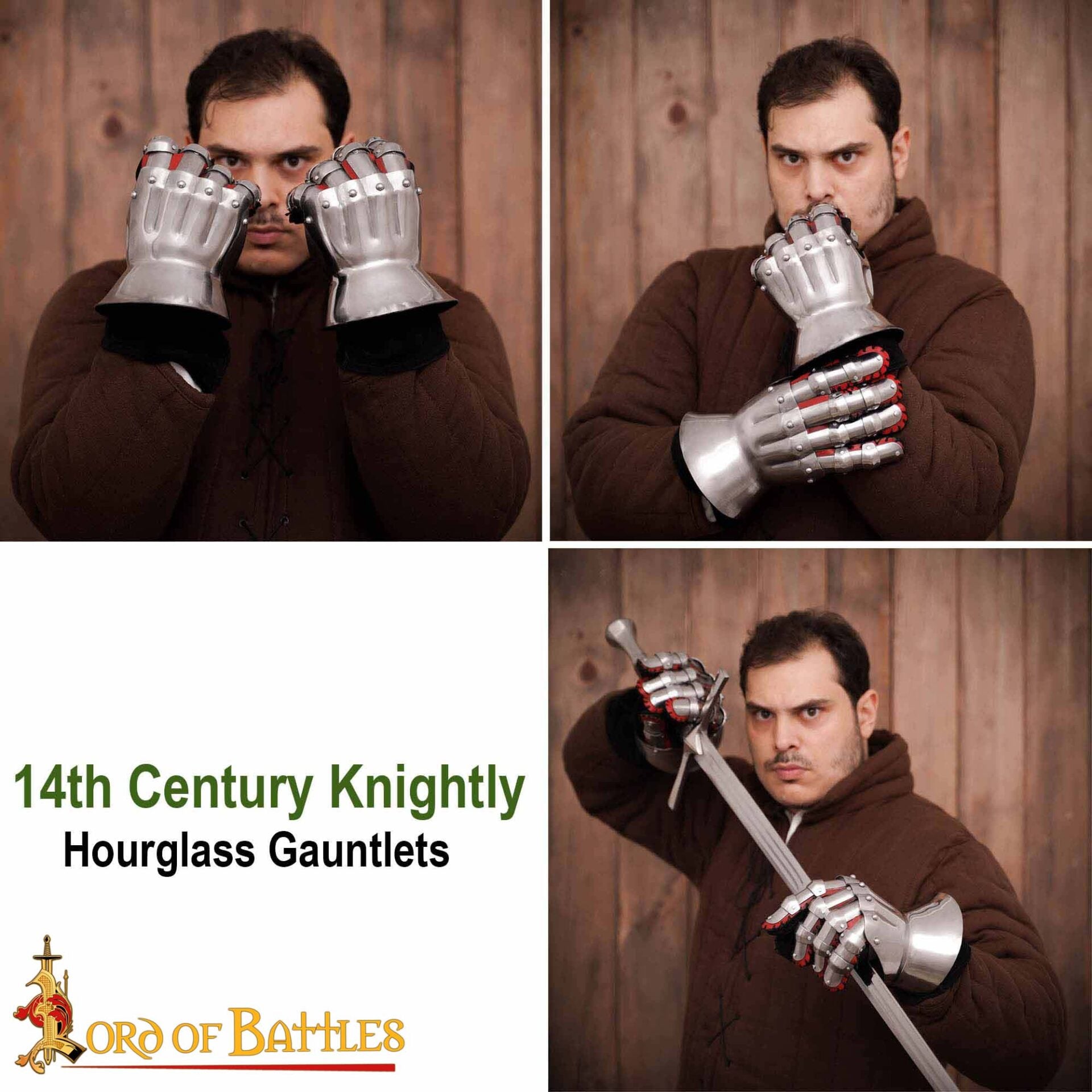 Guanteletes Medievales de Reloj de Arena del Siglo Xiv - Guantes de Caballero Articulados de Acero de Calibre 16 - Auténtica Armadura Gótica de Protección para las Manos - Imagen 7