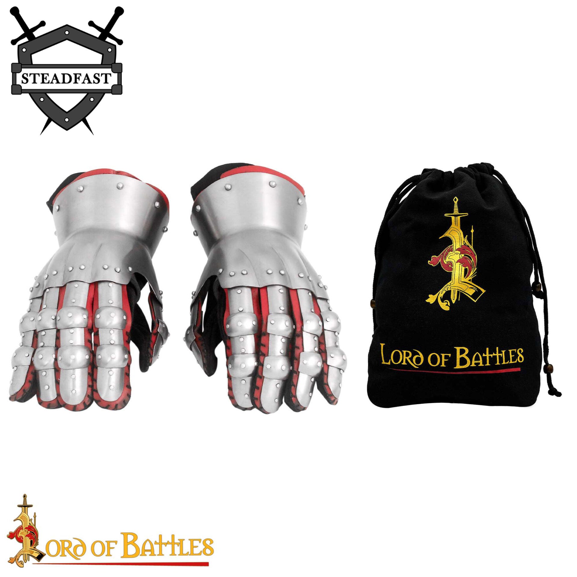 Guantes Medievales de Caballero de Acero de Calibre 16 con Guantes Interiores de Ante Auténtico, Armadura del Siglo Xiv para Larp, Sca y Cosplay - Imagen 4