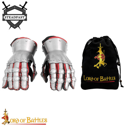 Guantes Medievales de Caballero de Acero de Calibre 16 con Guantes Interiores de Ante Auténtico, Armadura del Siglo Xiv para Larp, Sca y Cosplay - Imagen 4