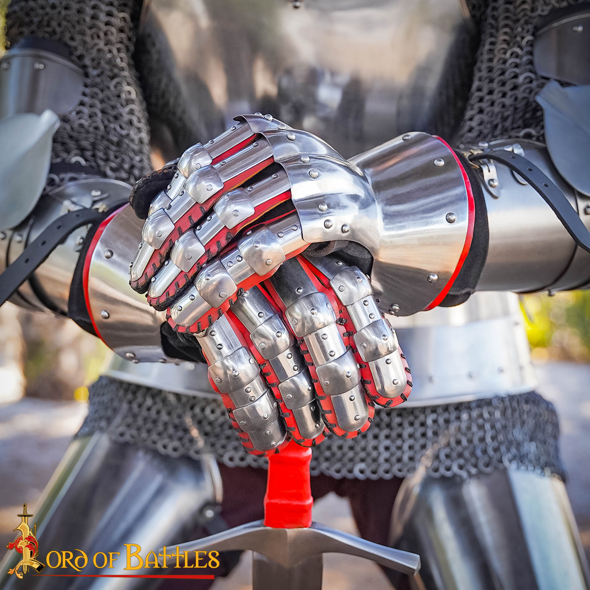 Guantes Medievales de Caballero de Acero de Calibre 16 con Guantes Interiores de Ante Auténtico, Armadura del Siglo Xiv para Larp, Sca y Cosplay - Imagen 5