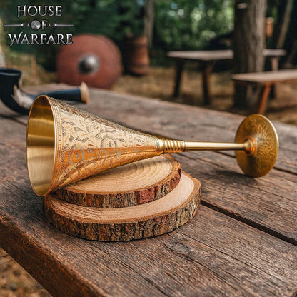 Copa Medieval Cáliz de Latón - Grabado Vintage Drinkware - Imagen 5
