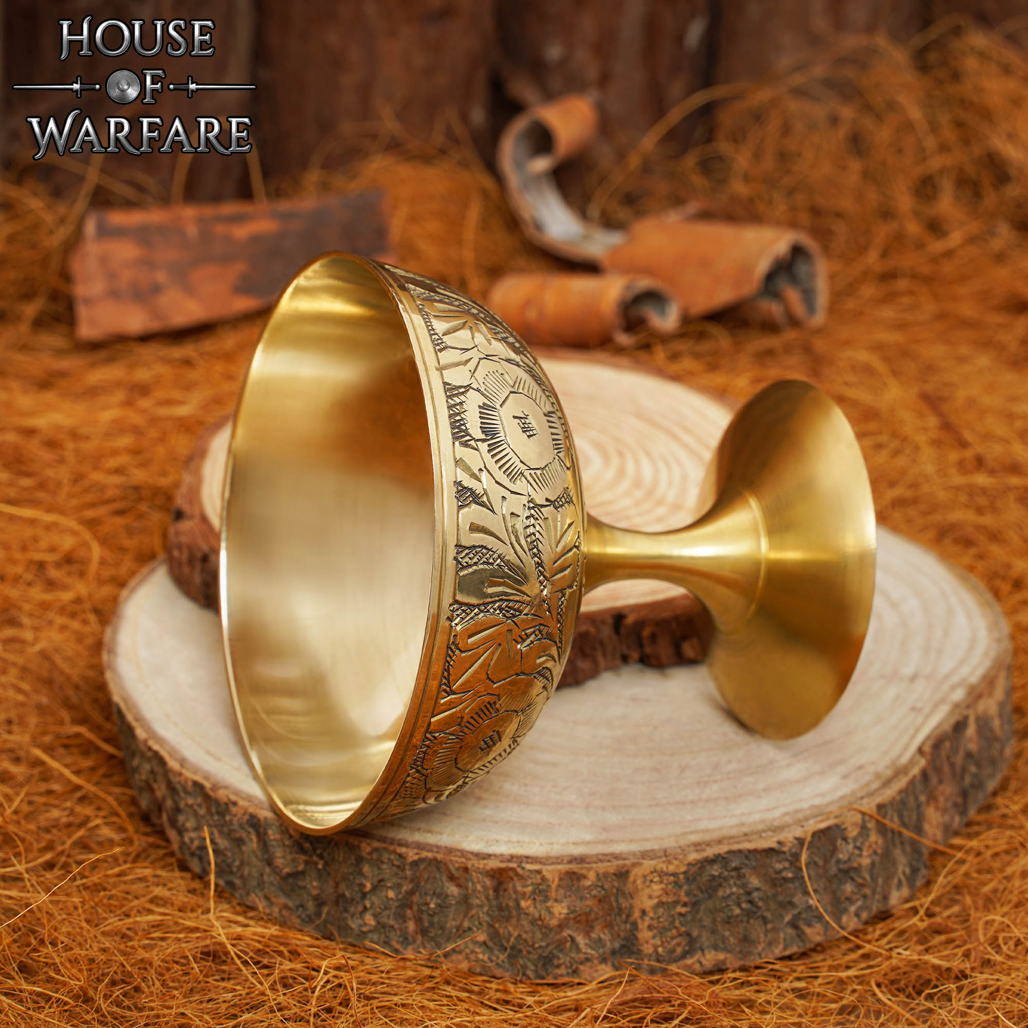 Copa Medieval Cáliz Vintage de Latón - Copa en Relieve para Fiestas y Decoración del Hogar - Imagen 5