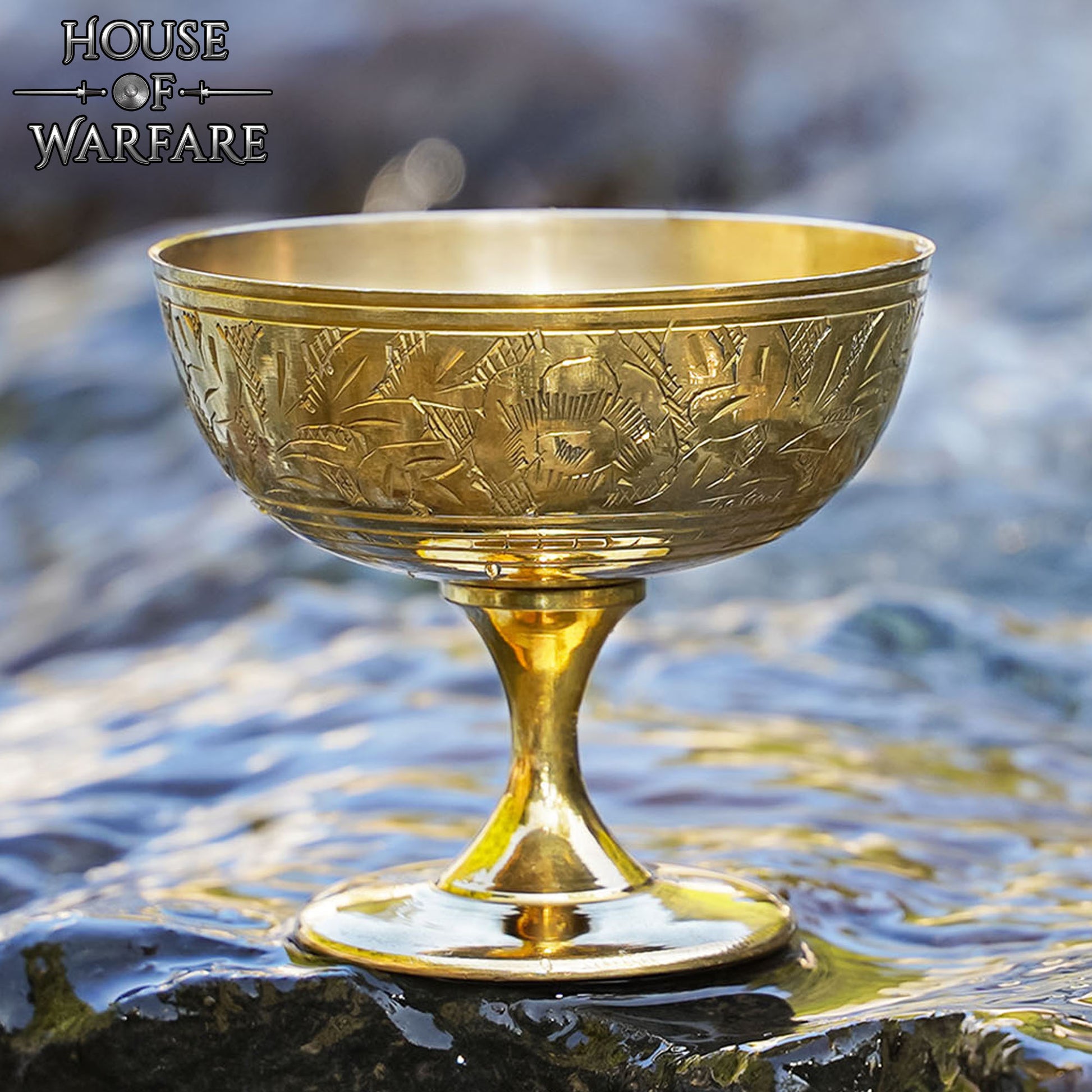 Copa Medieval Cáliz Vintage de Latón - Copa en Relieve para Fiestas y Decoración del Hogar - Imagen 1