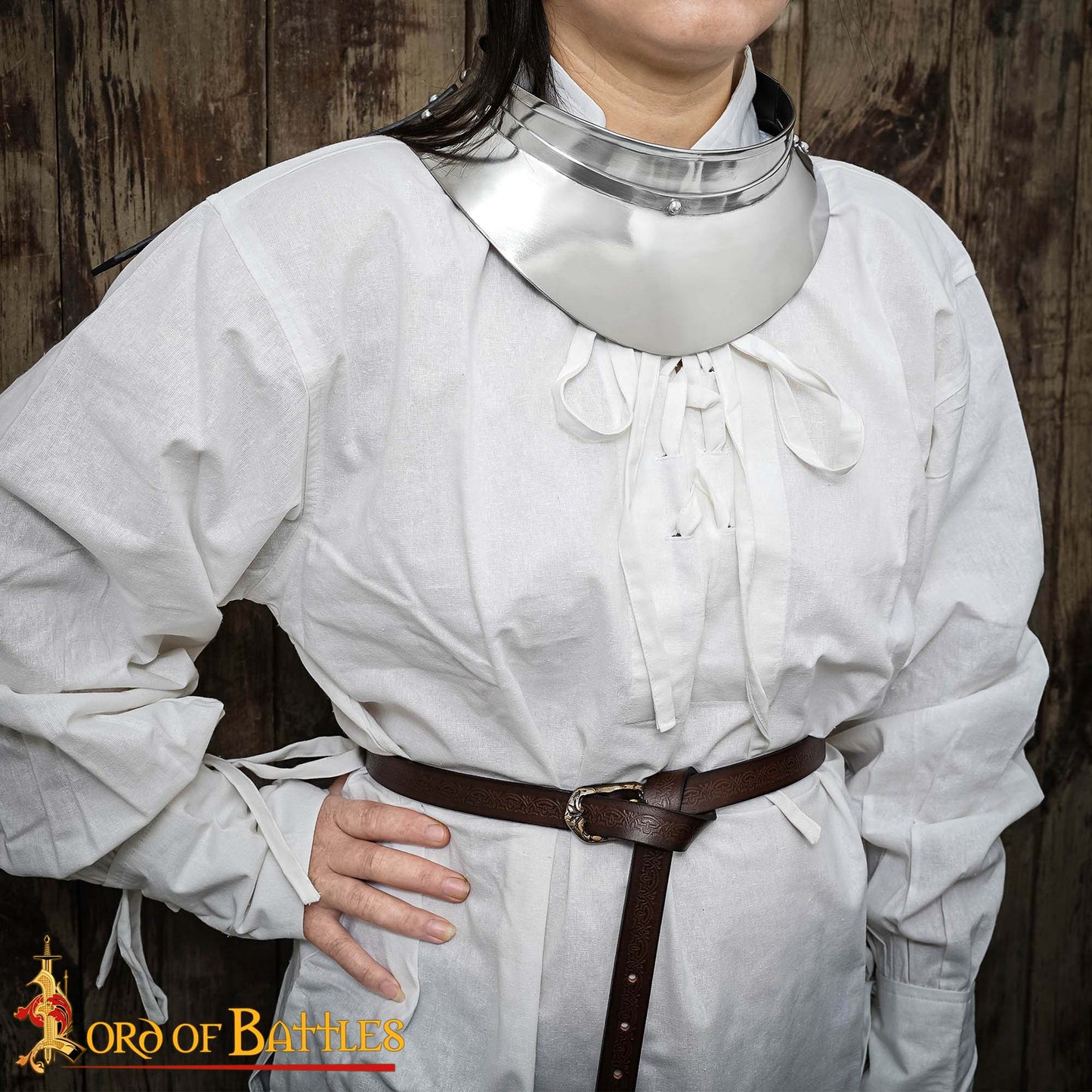 Renaissance Lady Conquistador Gorget Pequeño de Acero Calibre 16 - Imagen 2