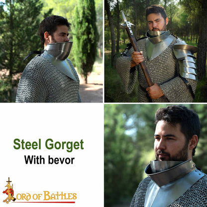 Gorget Medieval del Siglo Xv con Bevor Calibre 16 - Imagen 7