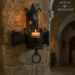 Castillo Medieval Candelabro de Pared de Hierro | Portavelas Gótico Forjado a Mano - Imagen 1