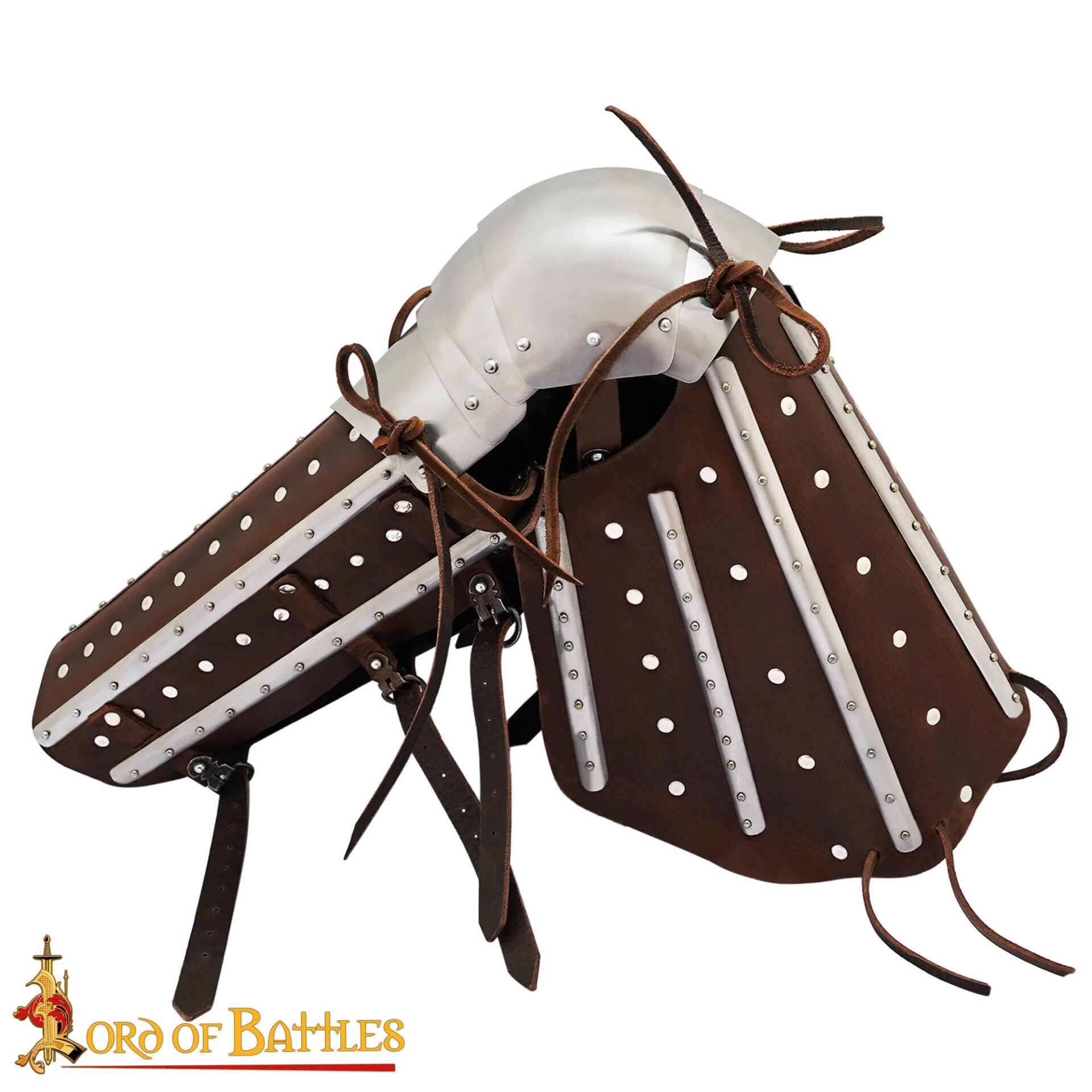 Armadura Medieval de Piernas Entablilladas - Acero Pulido Calibre 16 con Correas de Cuero - Ajuste Regulable - Imagen 3