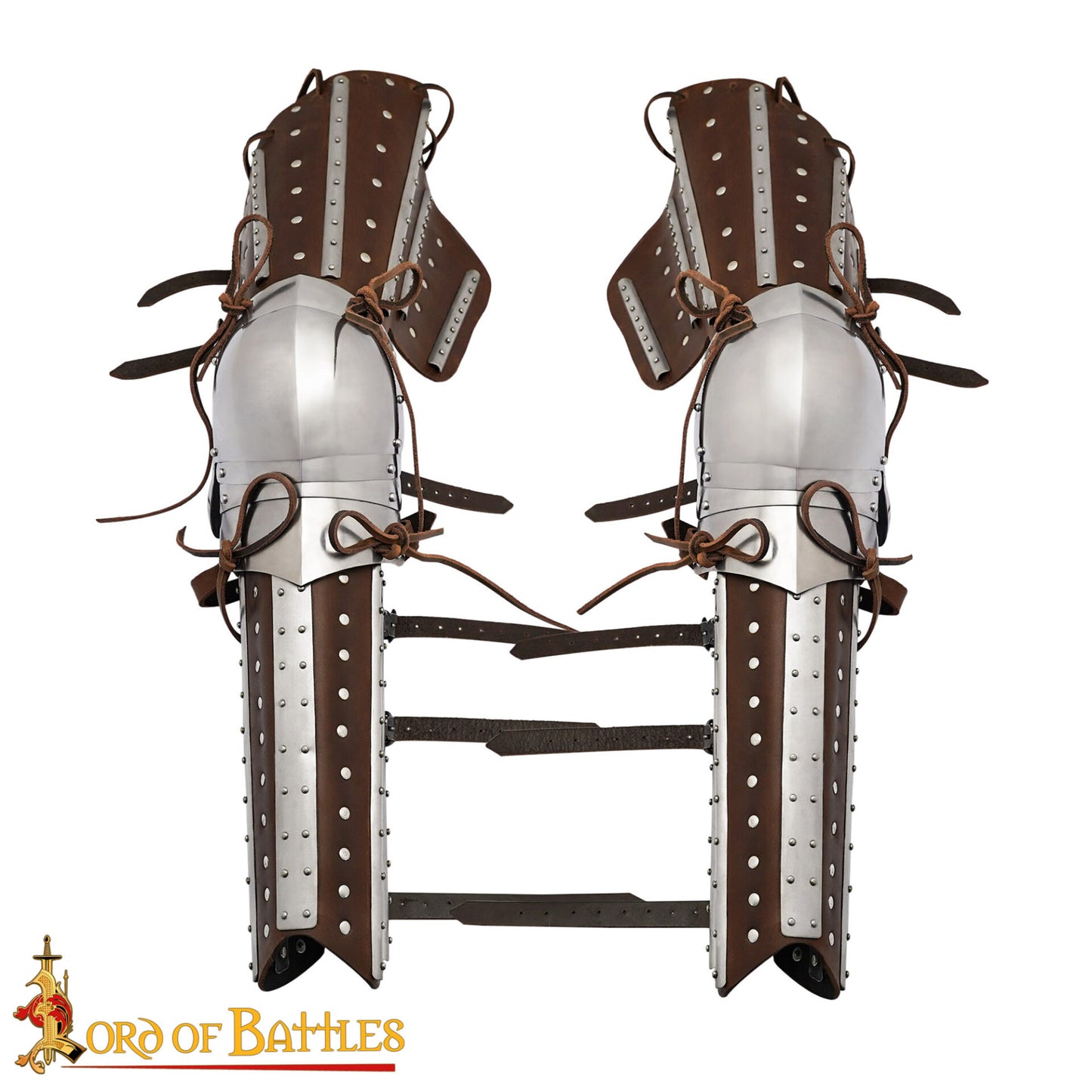 Armadura Medieval de Piernas Entablilladas - Acero Pulido Calibre 16 con Correas de Cuero - Ajuste Regulable - Imagen 4