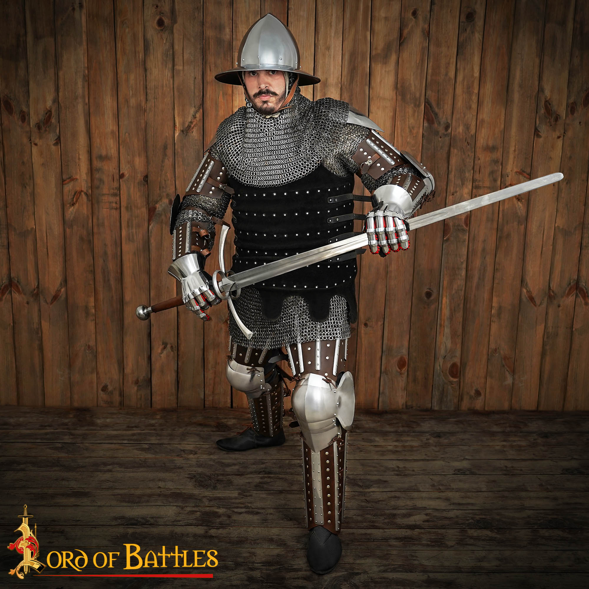 Armadura Medieval de Piernas Entablilladas - Acero Pulido Calibre 16 con Correas de Cuero - Ajuste Regulable - Imagen 7