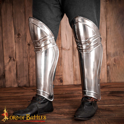 Armadura Gótica de Piernas con Rodilleras del Siglo Xv - Grebas de Acero para Larp Calibre 18 - Imagen 7