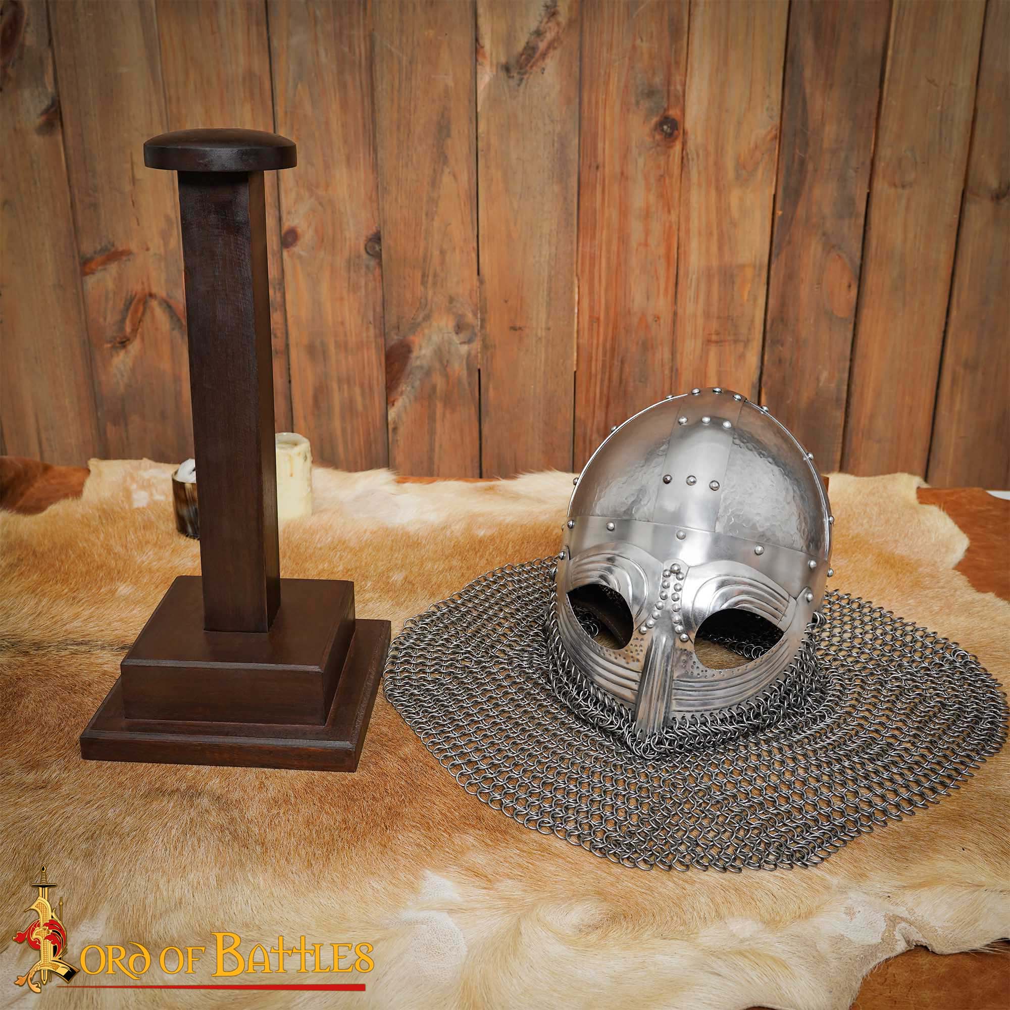 Soporte de Madera Auténtica Hecho a Mano para Cascos con o sin Aventail - Imagen 2